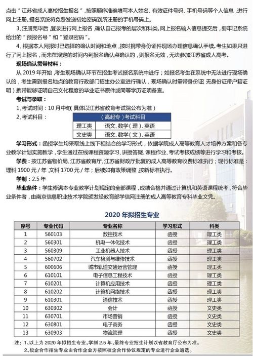 南京信息职业技术学院继续教育学院成人高考招生与职业技能培训简章